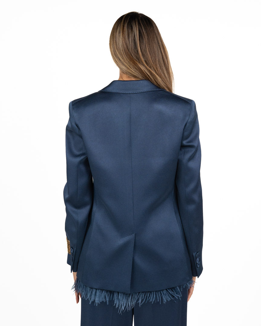 Blazer Sartoriale in Satin Blu Navy - Marella