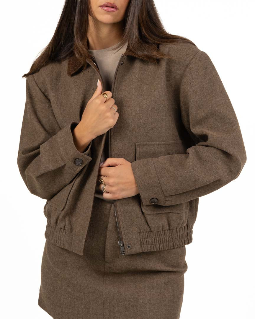 Giacca Bomber in Panno con Colletto in Velluto - Eleh