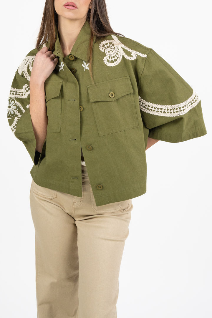 Giacca in Cotone Ricamato kaki - Weekend Max Mara