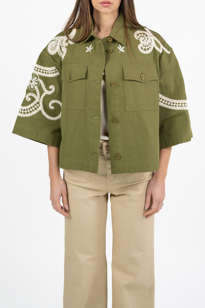 Giacca in Cotone Ricamato kaki - Weekend Max Mara