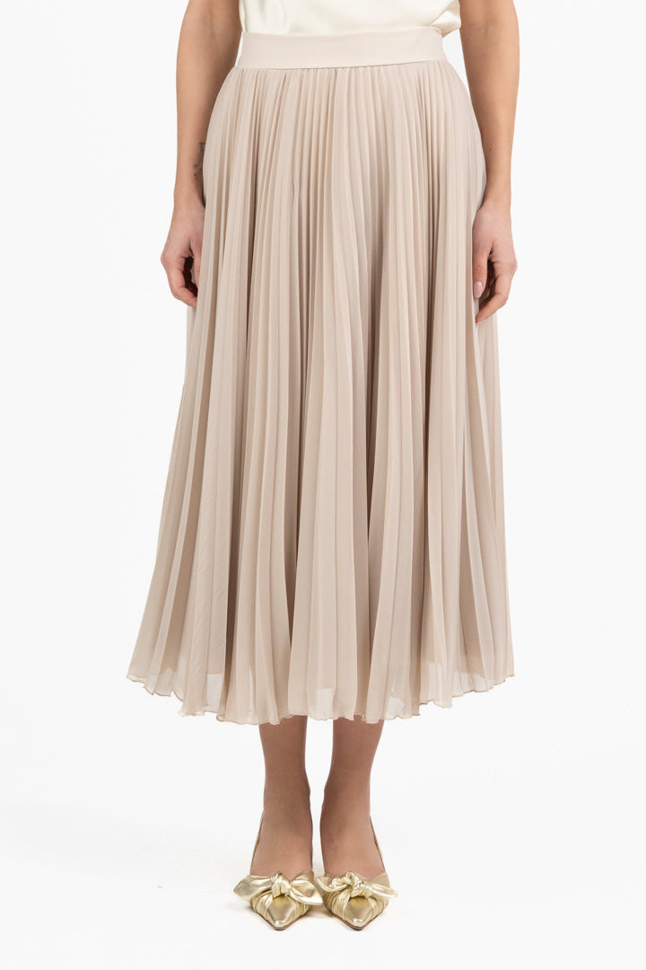 Gonna Midi Plissettata Color Tortora - Rinascimento