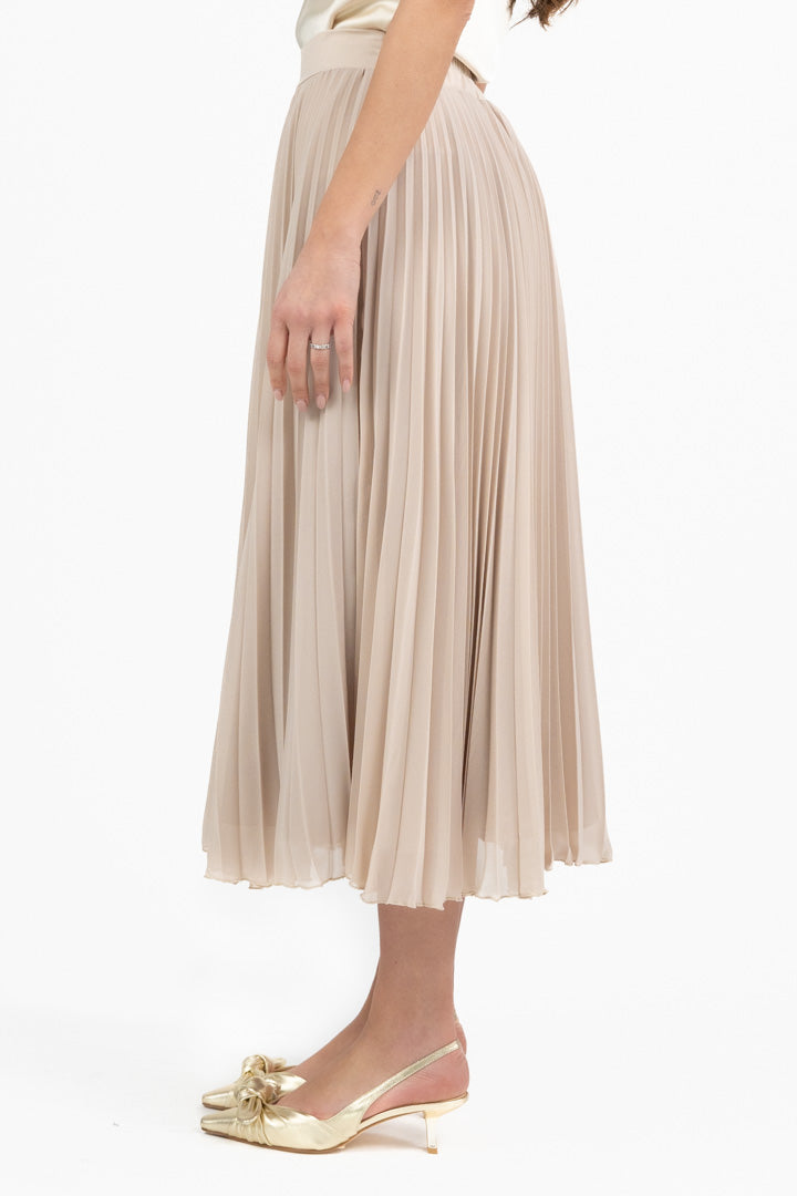 Gonna Midi Plissettata Color Tortora - Rinascimento