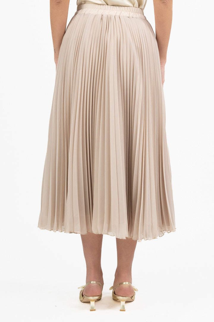 Gonna Midi Plissettata Color Tortora - Rinascimento