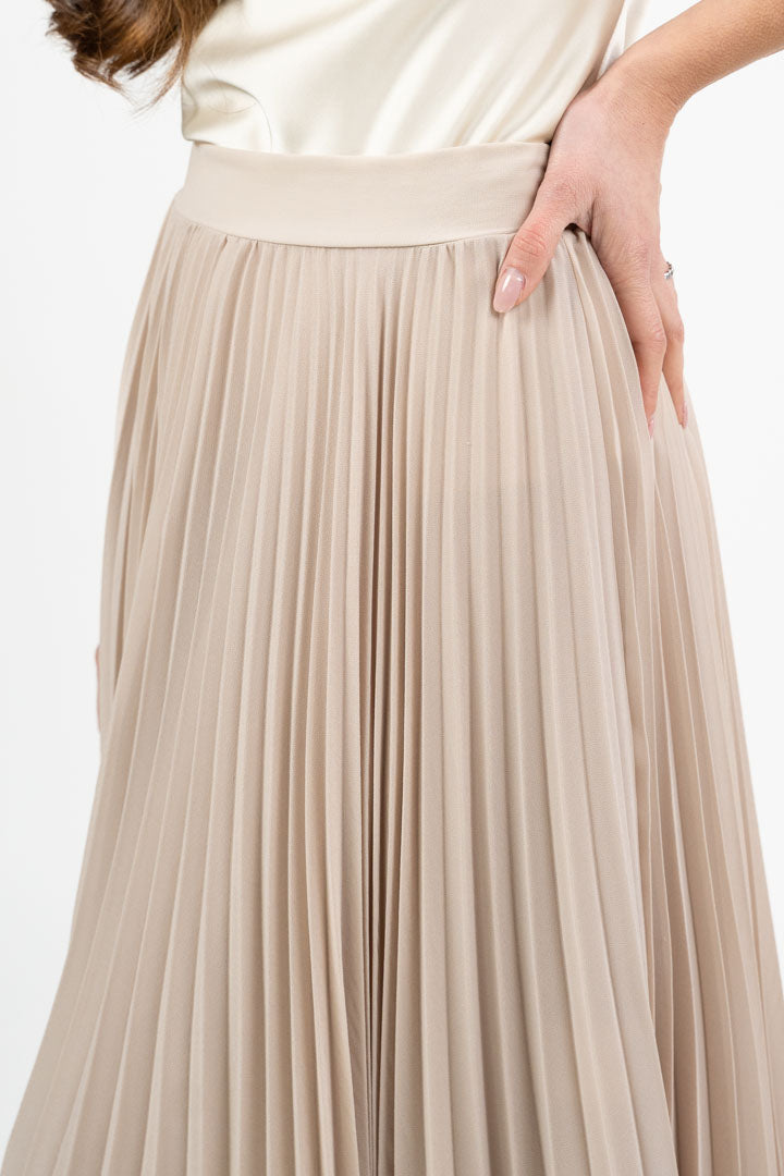 Gonna Midi Plissettata Color Tortora - Rinascimento