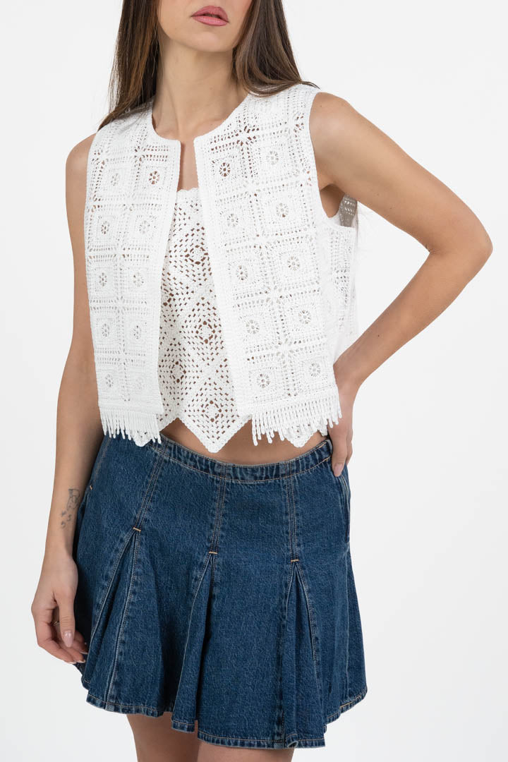 Gilet Crochet bianco - Emme Marella