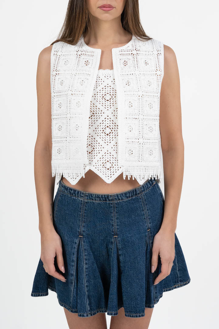Gilet Crochet bianco - Emme Marella