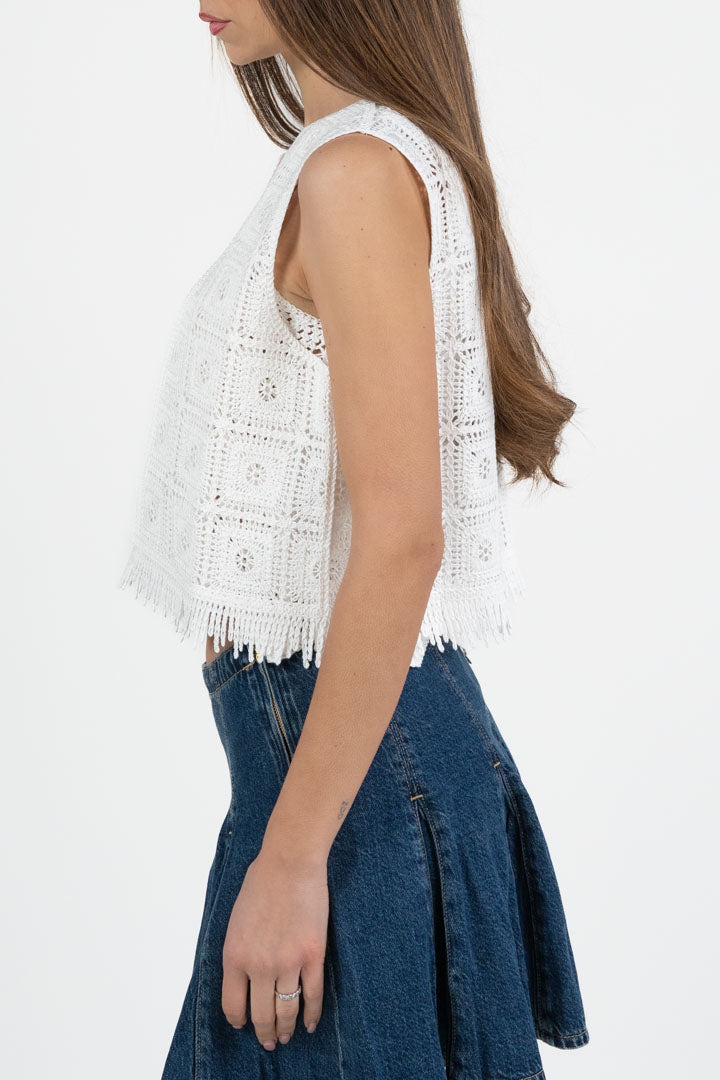 Gilet Crochet bianco - Emme Marella