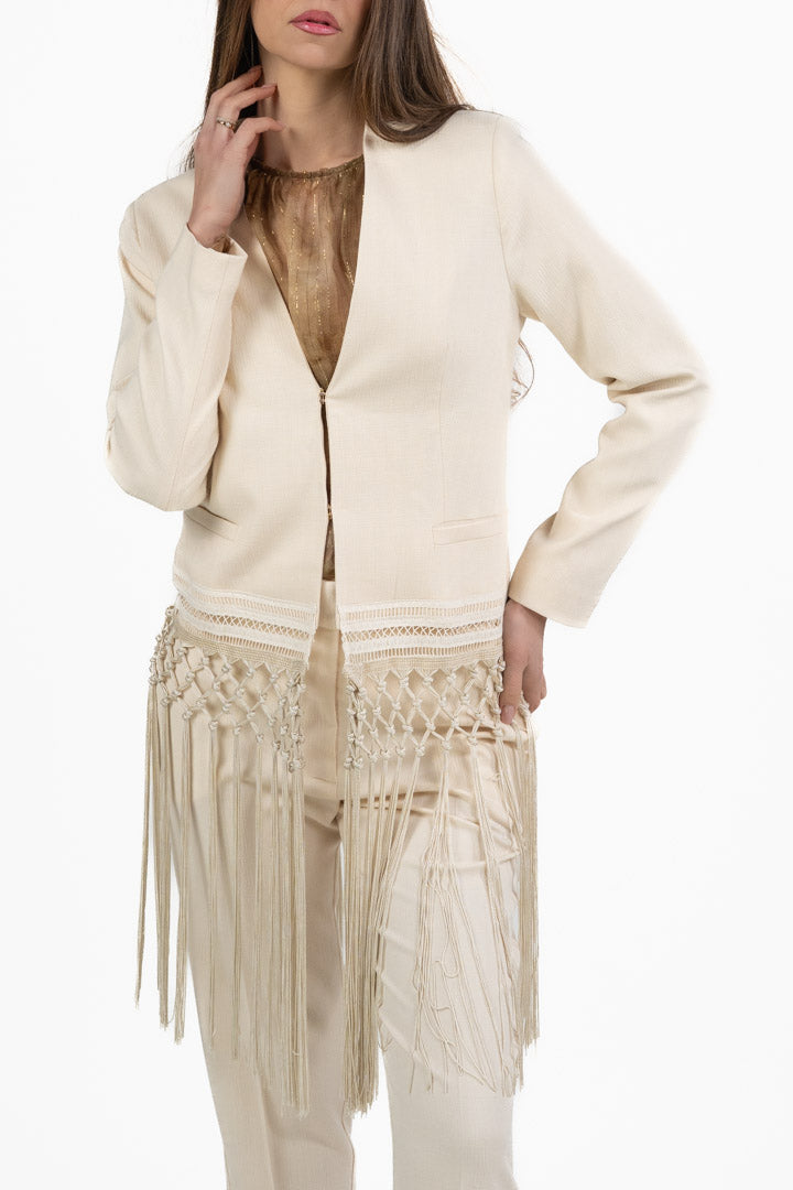 Giacca con Maxi Frange bianco - Souvenir