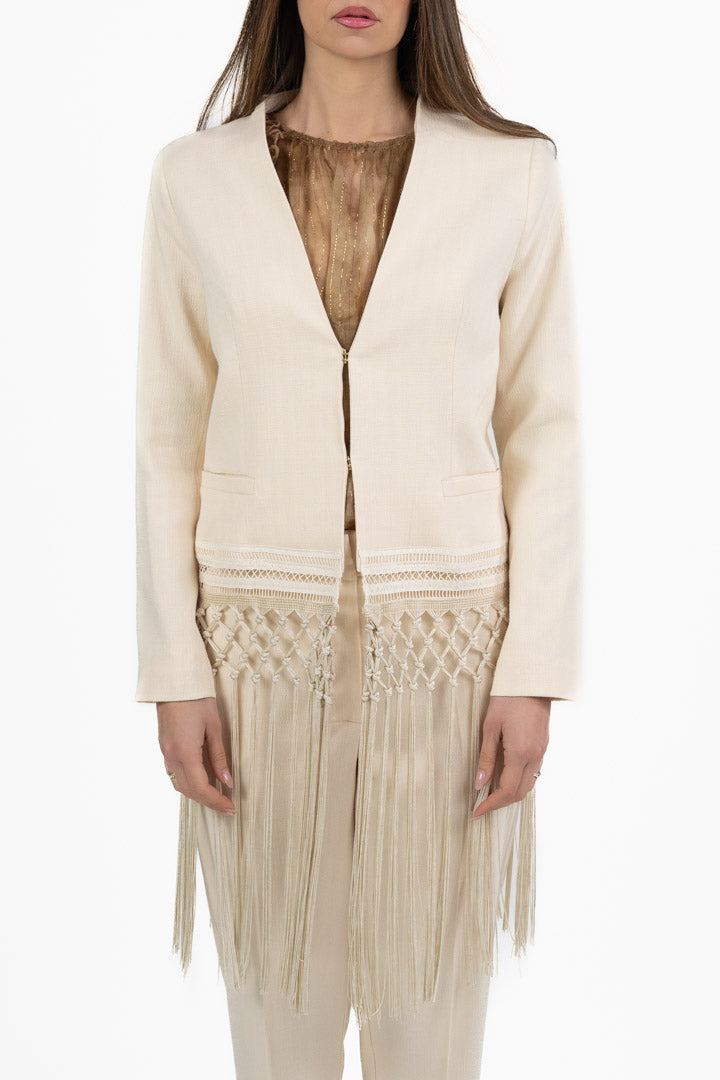 Giacca con Maxi Frange bianco - Souvenir