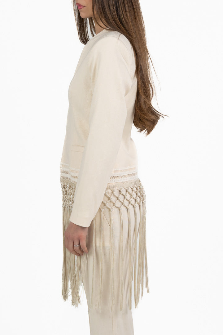 Giacca con Maxi Frange bianco - Souvenir