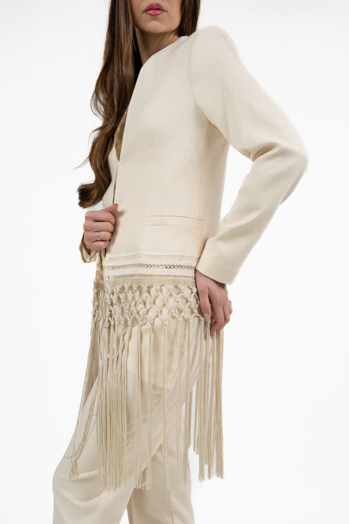 Giacca con Maxi Frange bianco - Souvenir
