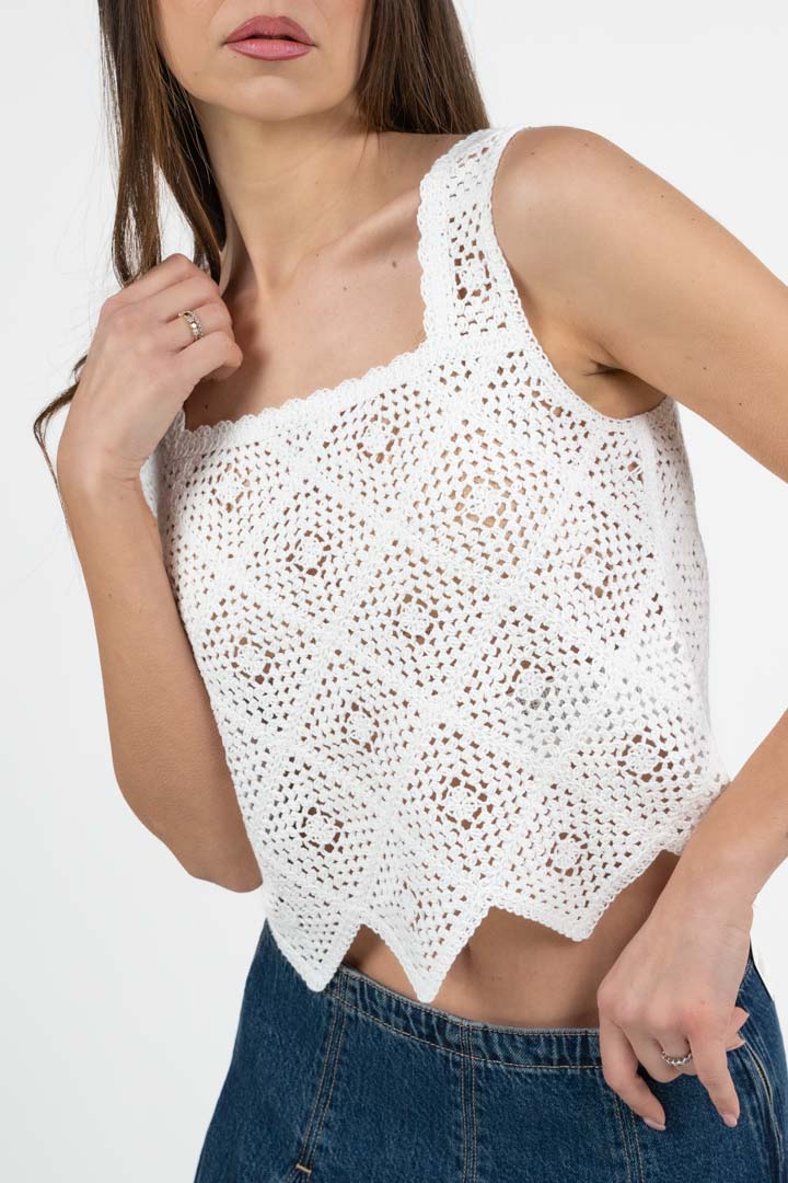 Top Crochet bianco - Emme Marella