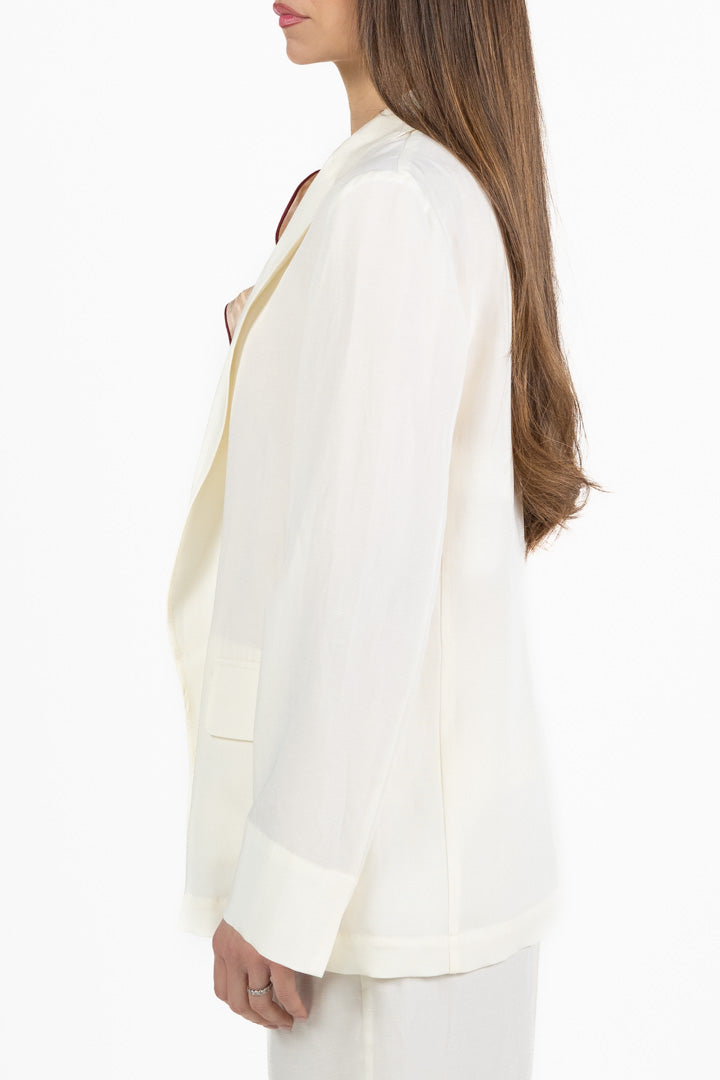 Giacca Blazer Monopetto Avorio - PennyBlack