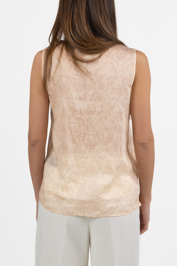 Top in Jacquard Pesca con Maxi Volant Asimmetrico - Hanita