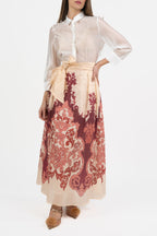 Abito Camicia in Seta e Gonna Lunga Stampata - Hanita