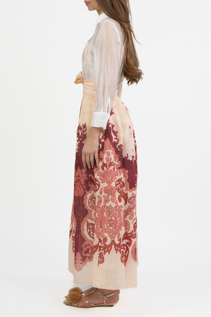 Abito Camicia in Seta e Gonna Lunga Stampata - Hanita