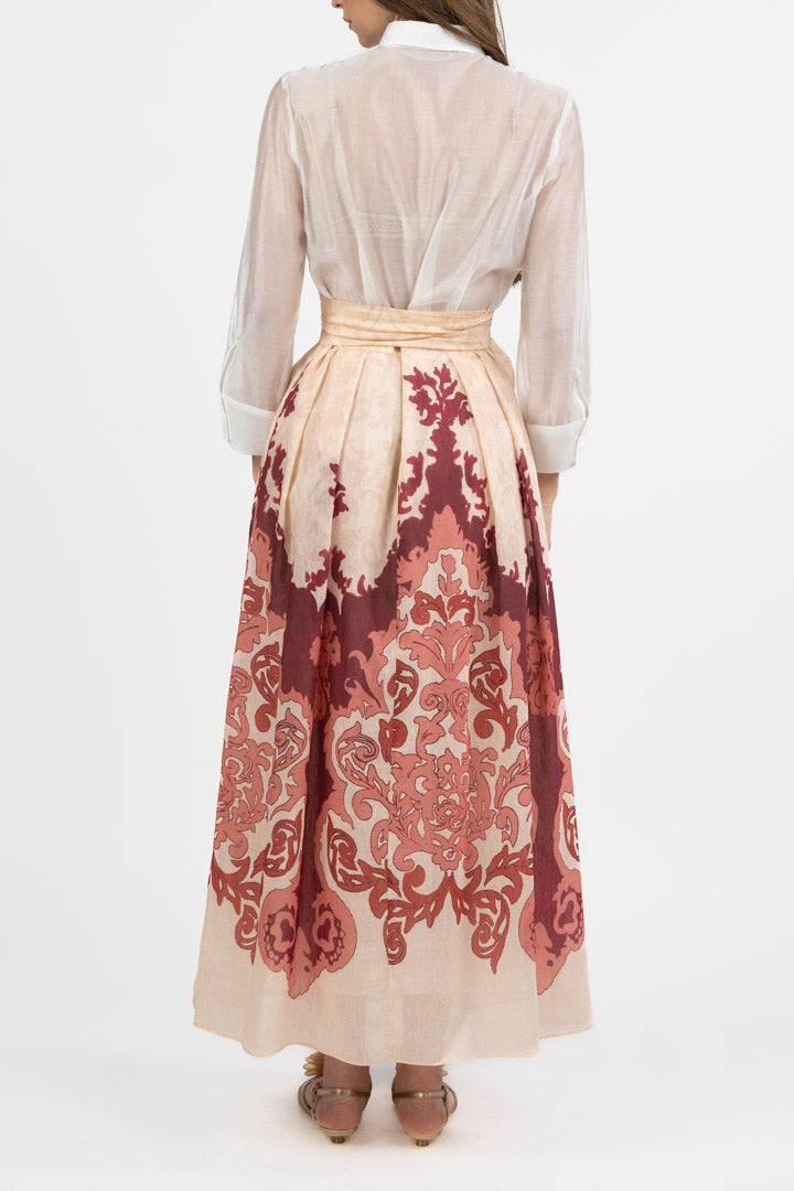 Abito Camicia in Seta e Gonna Lunga Stampata - Hanita