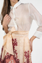 Abito Camicia in Seta e Gonna Lunga Stampata - Hanita