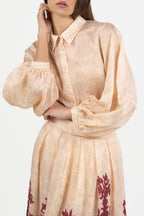 Camicia in Texture Operata con Maniche a Palloncino - Hanita