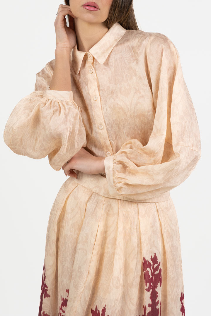 Camicia in Texture Operata con Maniche a Palloncino - Hanita