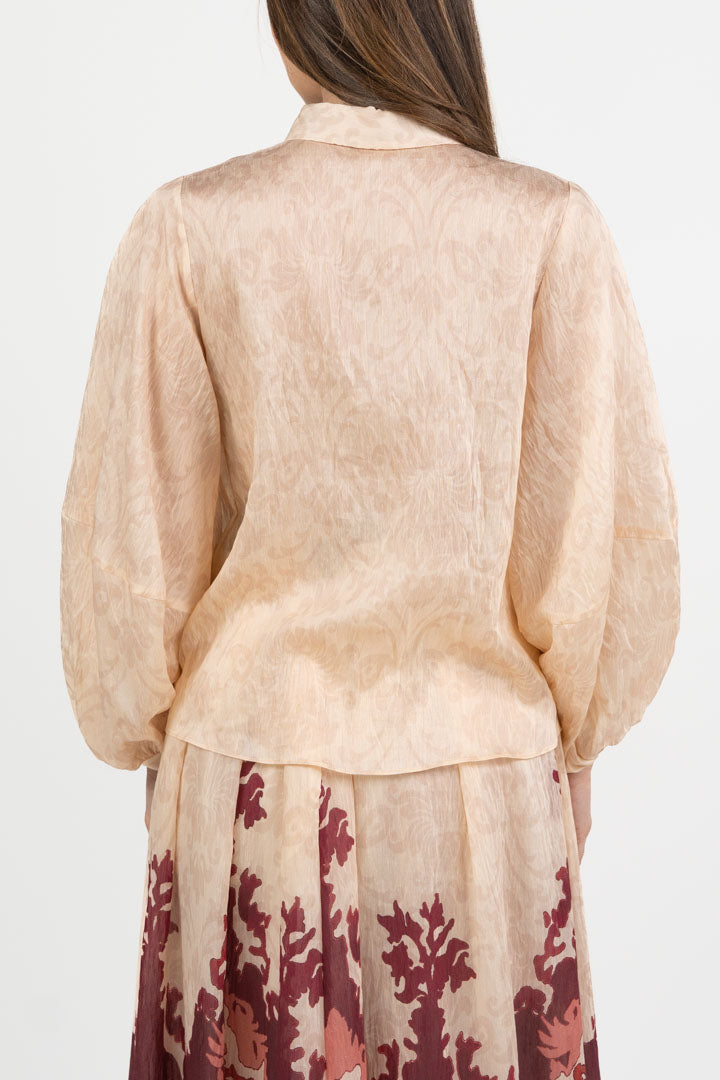 Camicia in Texture Operata con Maniche a Palloncino - Hanita