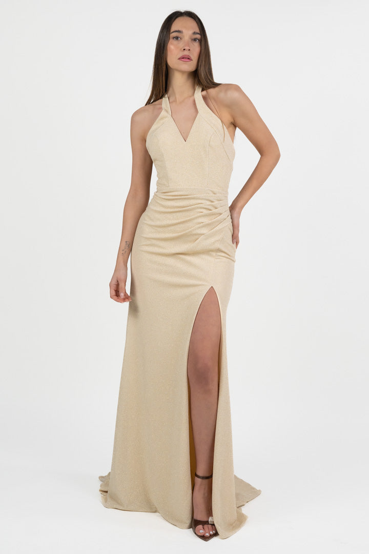 Abito con scollo all'americana oro - Berti Mode Collection