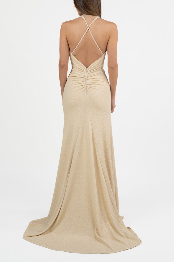 Abito con scollo all'americana oro - Berti Mode Collection