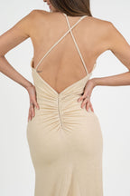 Abito con scollo all'americana oro - Berti Mode Collection