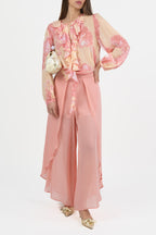 Pantalone in Georgette di viscosa rosa - Marella