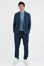 Giacca Destrutturata in Lino e Cotone  Blu Navy - At.p.co