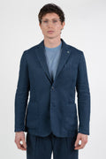 Giacca Destrutturata in Lino e Cotone  Blu Navy - At.p.co