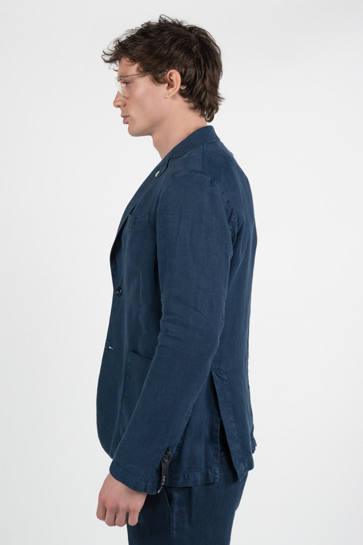 Giacca Destrutturata in Lino e Cotone  Blu Navy - At.p.co