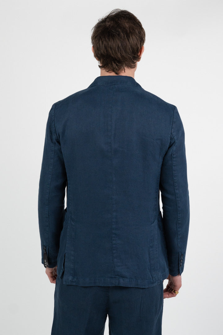 Giacca Destrutturata in Lino e Cotone  Blu Navy - At.p.co