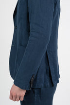 Giacca Destrutturata in Lino e Cotone  Blu Navy - At.p.co