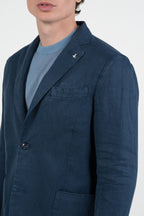 Giacca Destrutturata in Lino e Cotone  Blu Navy - At.p.co