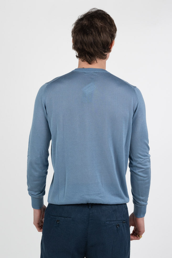 Maglia Girocollo in Filo di Cotone – Azzurro Polvere - Out Fit