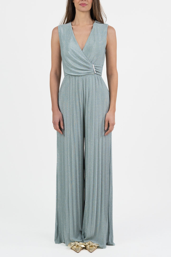 Tuta in Lurex con Pantalone Plissé azzurro - Gaudì