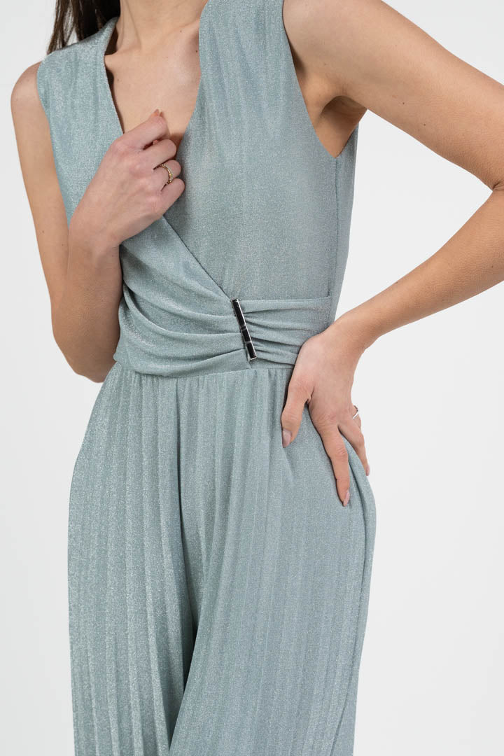 Tuta in Lurex con Pantalone Plissé azzurro - Gaudì