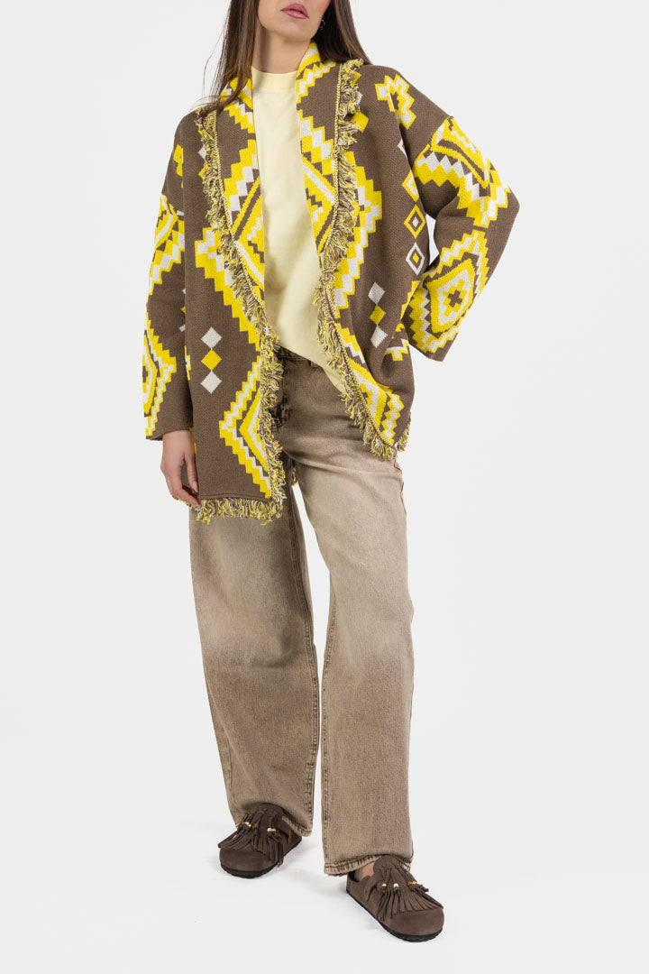 Cardigan i Fantasia Marrone e Giallo - Vicolo