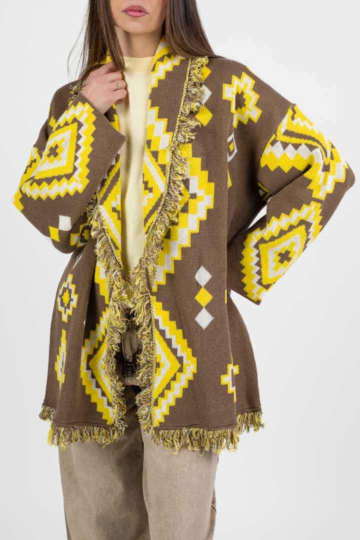 Cardigan i Fantasia Marrone e Giallo - Vicolo