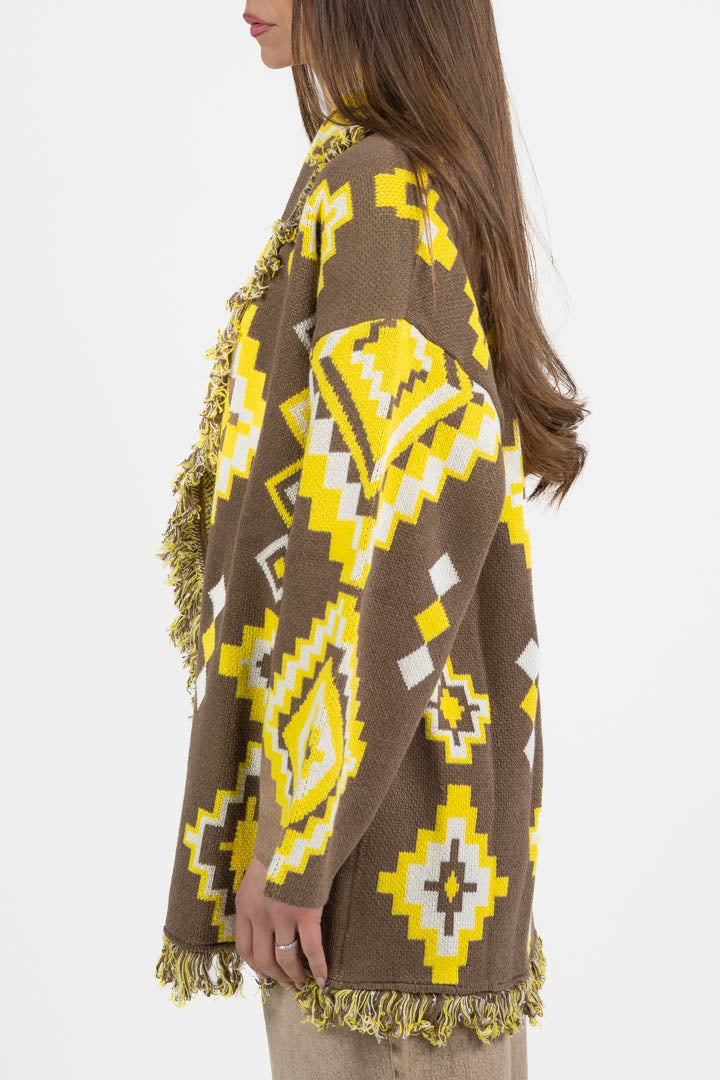 Cardigan i Fantasia Marrone e Giallo - Vicolo