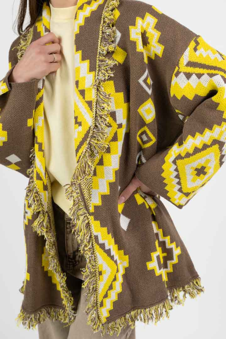Cardigan i Fantasia Marrone e Giallo - Vicolo