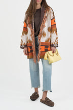 Cardigan in Fantasia Marrone e Arancione - Vicolo