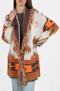Cardigan in Fantasia Marrone e Arancione - Vicolo