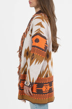 Cardigan in Fantasia Marrone e Arancione - Vicolo