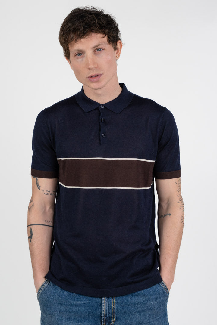 Polo in Filo di Cotone con Banda a Contrasto – Out Fit