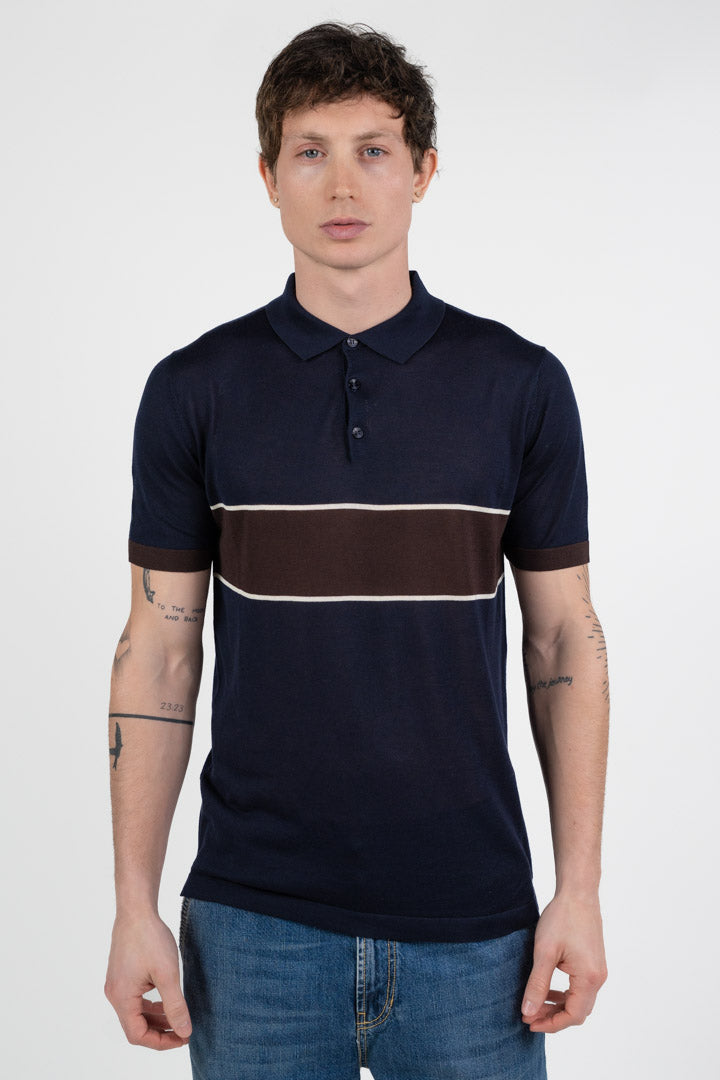 Polo in Filo di Cotone con Banda a Contrasto – Out Fit