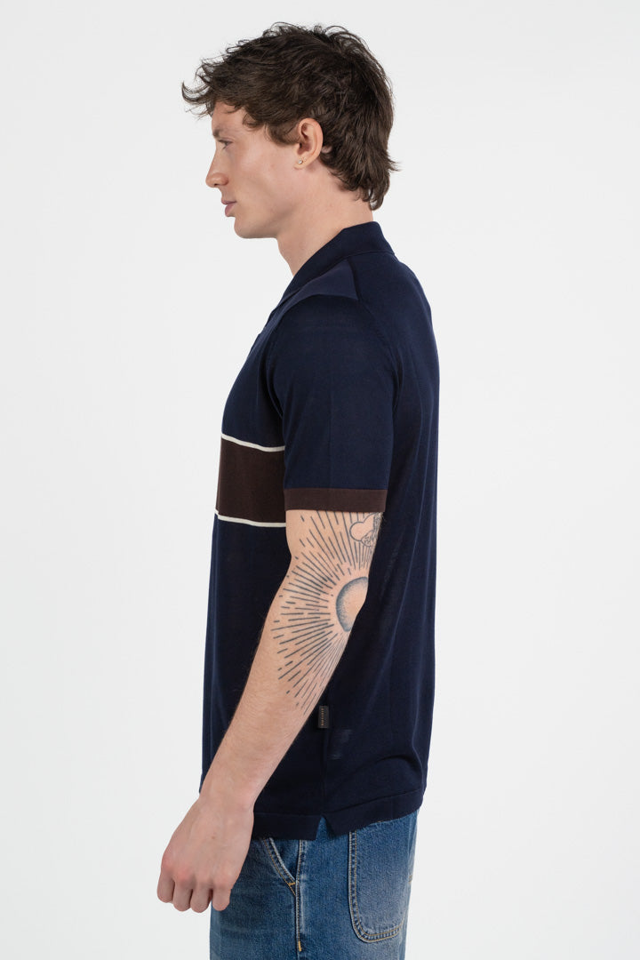 Polo in Filo di Cotone con Banda a Contrasto – Out Fit
