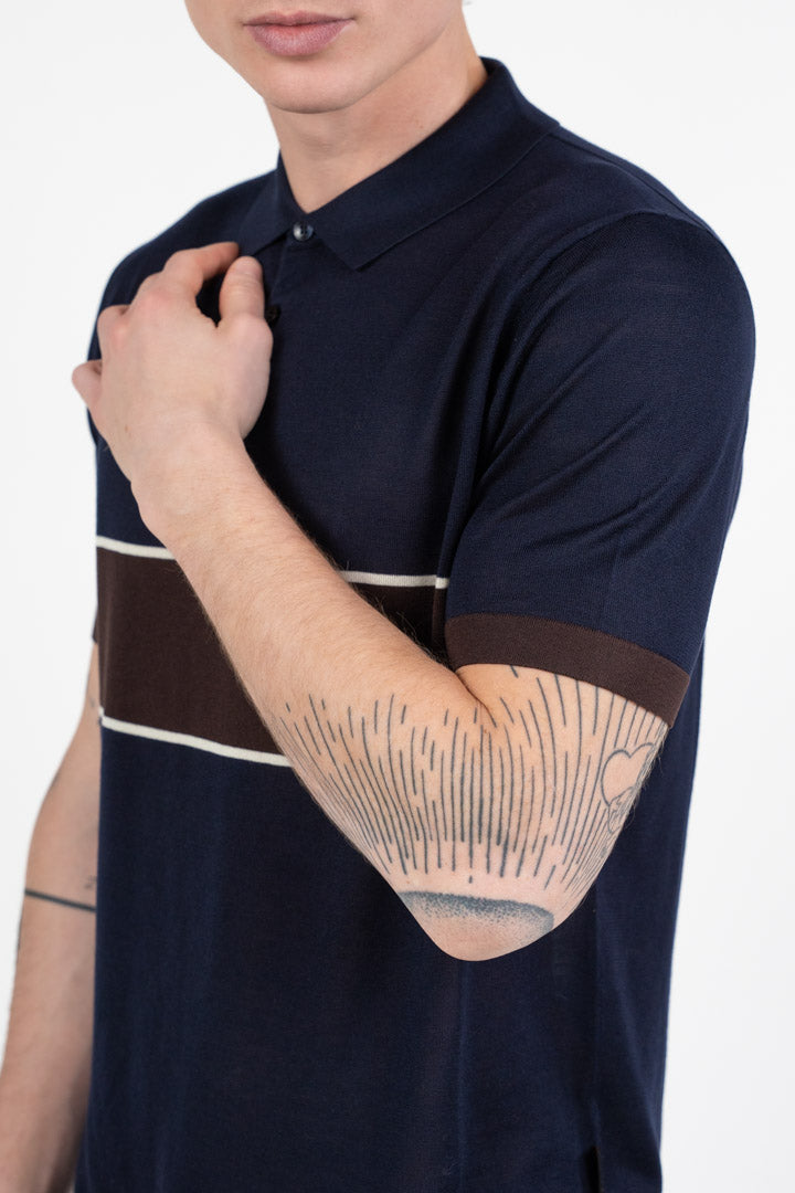 Polo in Filo di Cotone con Banda a Contrasto – Out Fit