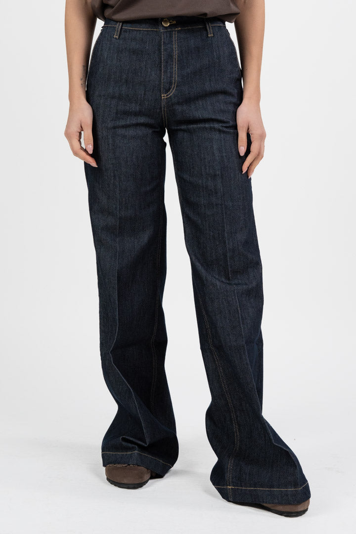 Jeans Wide Leg in Denim Scuro – Vicolo